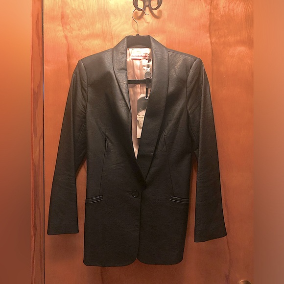 L’ ecole Des Femme Vegan Leather Smoking Jacket - Picture 14 of 14